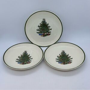 Vtg Set Of 3 Cuthbertson Original Christmas Tree Saucers 5.5” England *CRAZING*